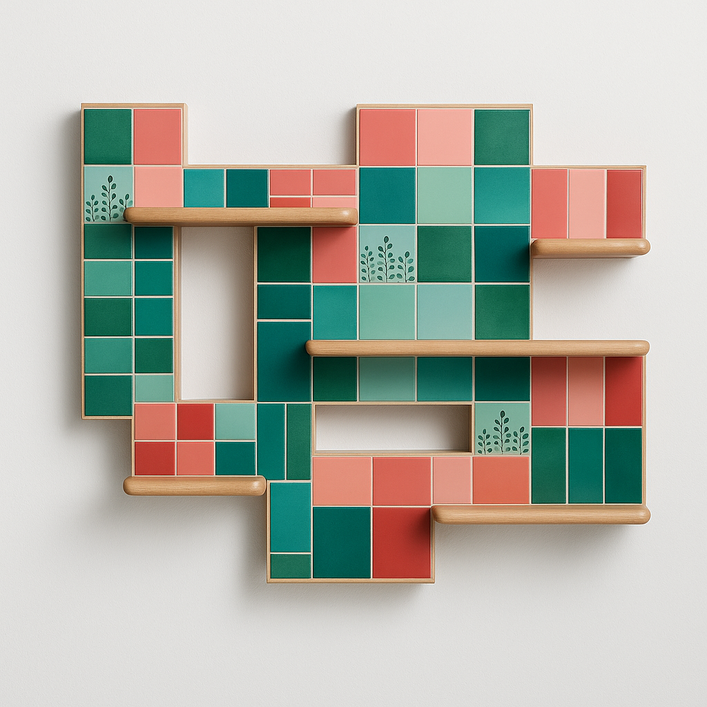 Pixel Tiles Shelf – Wall Art Organizer | Collection 2025
