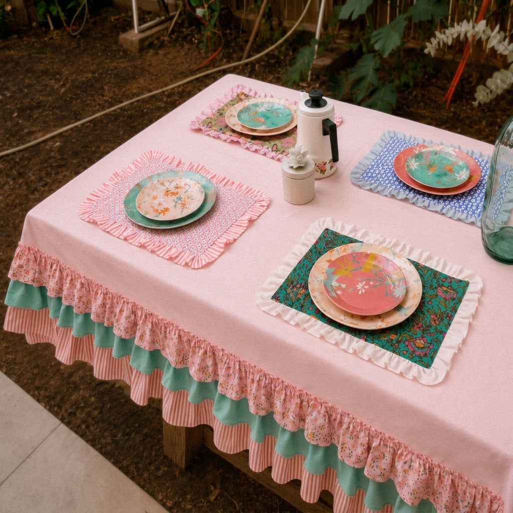 Table cloth rectangle with raffles