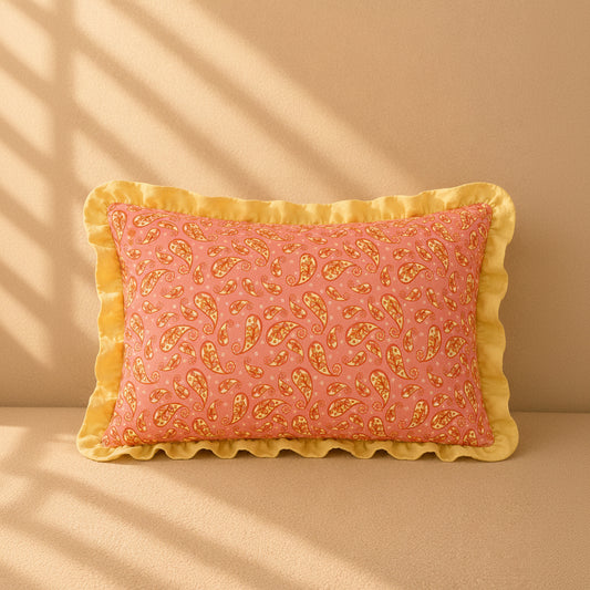 Rectangular cushion with ruffles