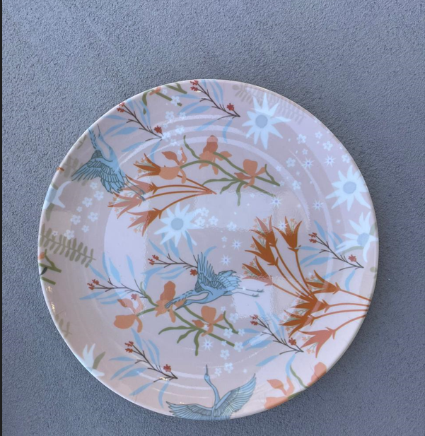 nina june patterned orange plate large