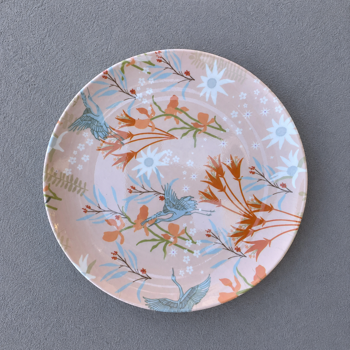 NJ  patterned orange plate large