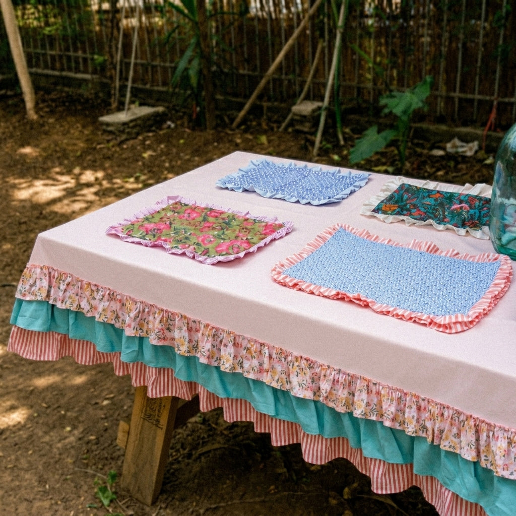 Table cloth rectangle with raffles