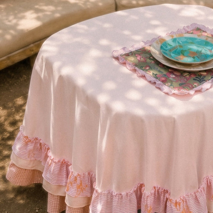 Table cloth round with raffles