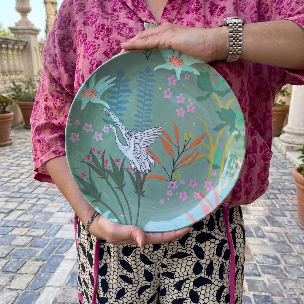 NJ patterned green plate small