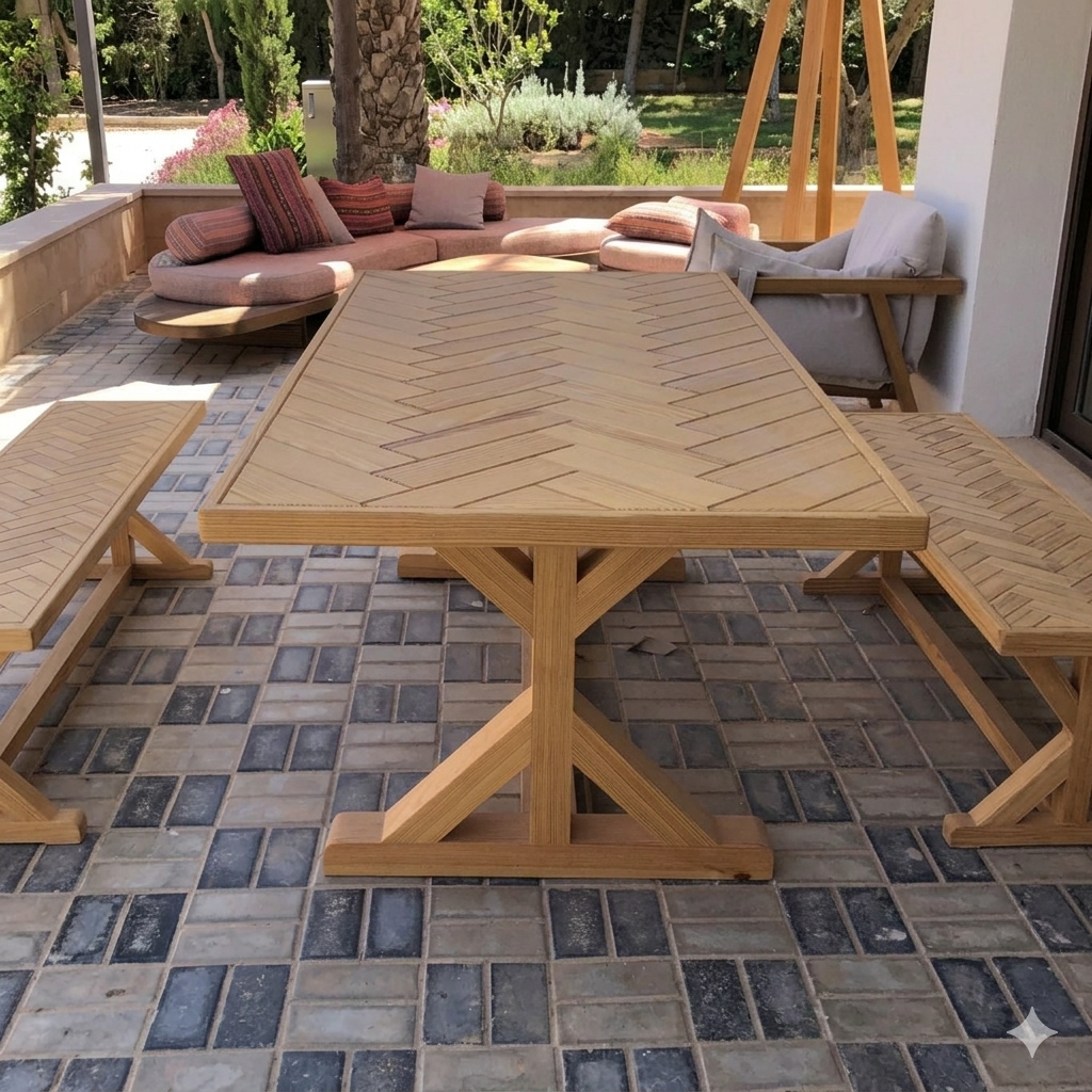 Outdoor Chevron Table
